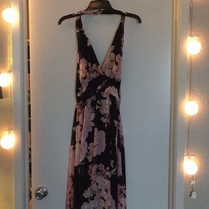 A black and pink flowered dress